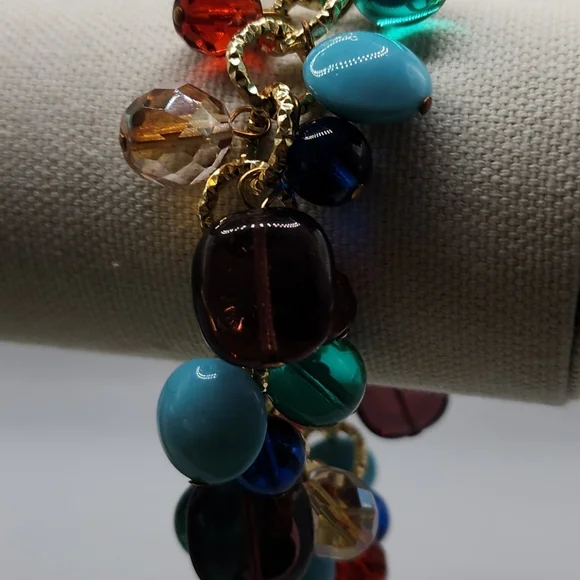 UNO ALLA VOLTA Multicolor Murano Glass Charm Bracelet 7" 1" Extender - Picture 6 of 6